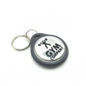 Chaveiro NFC RFID com logotipo epóxi para academia e controle de acesso